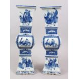 A GOOD PAIR OF 18TH/19TH CENTURY CHINESE BLUE & WHITE PORCELAIN YEN YEN VASES, the body of the vases