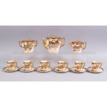 A JAPANESE MEIJI PERIOD SATSUMA TEA SET, consisting of 1x tea pot 12cm x 17.5cm including handle and