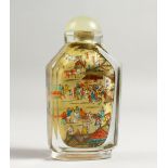 A GOOD SNUFF BOTTLE painted with numerous figures, 9cm.
