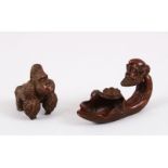 TWO CHINESE / ORIENTAL BRONZE FIGURE INCENSE BURNER / HOLDER, One in the form of a gentleman's