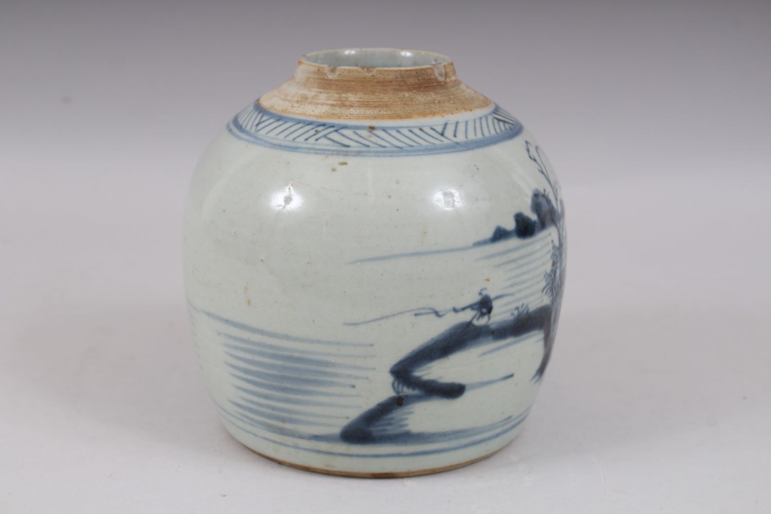 A SMALL 19TH CENTURY CHINESE BLUE & WHITE GINGER JAR, the body with landscape scenes, 16.5cm high - Image 2 of 6