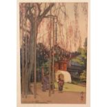 A 19TH / 20TH CENTURY JAPANESE WOODBLOCK PRINT BY HIROSHI YOSHIDA, titled "the cherry tree in