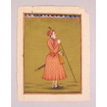 A GOOD 19TH CENTURY INDIAN MINIATURE MUGHAL ART HAND PAINTED PICTURE, the picture depicting the