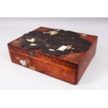 A JAPANESE LATE MEIJI PERIOD CARVED WOOD & SHIBAYAMA IVORY INLAID BOX, the rectangular formed lidded