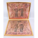 A PAIR OF 19TH / 20TH CENTURY CHINESE EMBROIDERED SILK OR TEXTILE PICTURES, both pictures