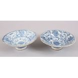 A PAIR OF CHINESE REPUBLIC STYLE BLUE & WHITE PORCELAIN BOWLS, decorated with scenes of bats and