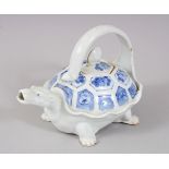 A GOOD JAPANESE MEIJI PERIOD BLUE AND WHITE HIRADO PORCELAIN TEAPOT AND COVER, in the form of a