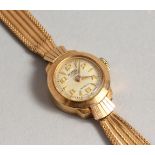 A LADIES' 9CT GOLD MOREN WRISTWATCH AND BRACELET. 15 grams including works.