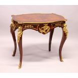 A FRENCH STYLE MARQUETRY AND ORMOLU CENTRE TABLE. 3ft 0ins wide x 2ft 7ins high x 2ft 0ins deep.