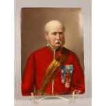 A 19TH CENTURY BERLIN PORCELAIN PORTRAIT PLAQUE OF FIELD MARSHAL FREDERICK SLEIGH ROBERTS, 1st