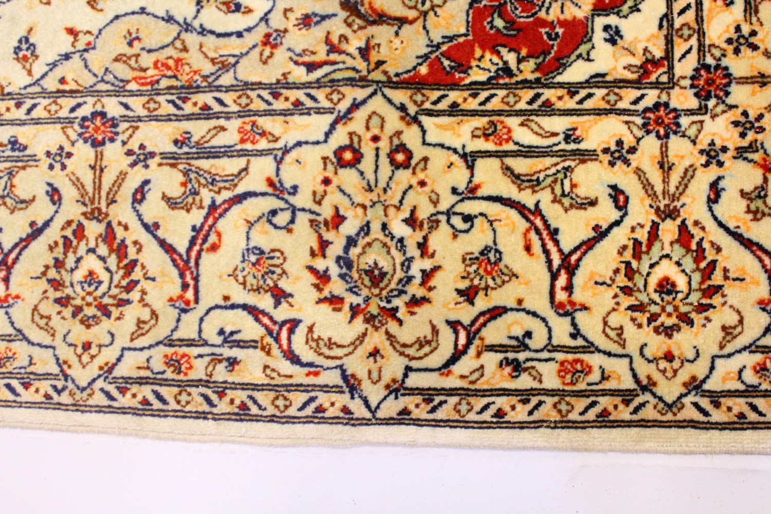 A PAIR OF PERSIAN TABRIZ CARPETS, beige ground with a central medallion and floral decoration ( - Image 23 of 28