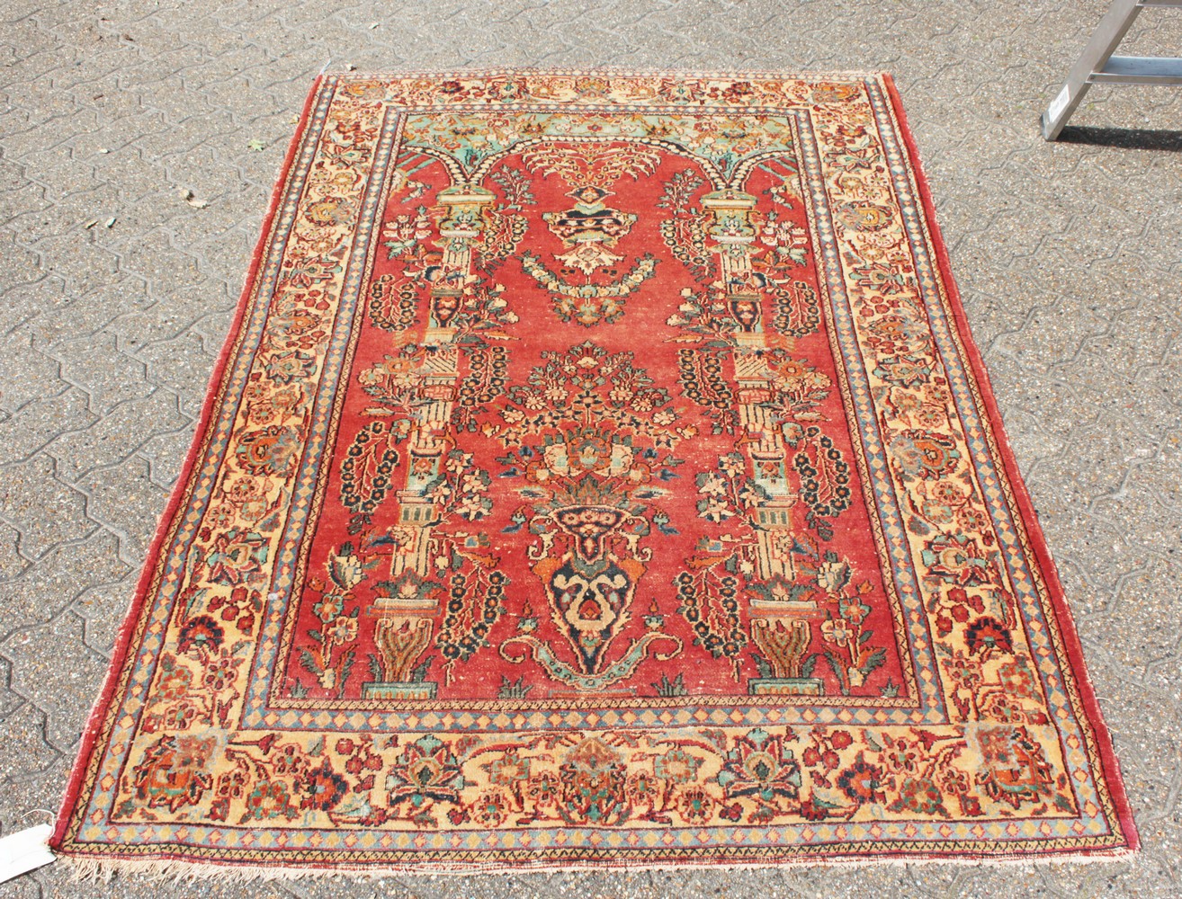 A PERSIAN KASHAN RUG with floral central motifs on a red ground with foliate border. 6ft 6ins x - Image 2 of 10