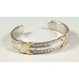 A VERY GOOD 18CT WHITE GOLD THREE-ROW DIAMOND BRACELET.