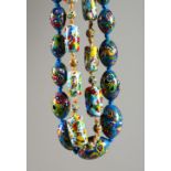 TWO MILLEFIORI COLOURED BEAD NECKLACES.