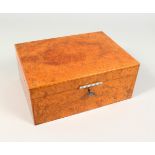ALFRED DUNHILL, A GOOD BURR WOOD HUMIDOR. 10.25ins wide.