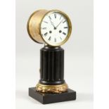 A 19TH CENTURY FRENCH DRUM MANTLE CLOCK by HENRI MARC, PARIS, with eight-day movement, striking on a