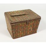 A HUNTLEY & PALMERS BISCUIT TIN, modelled as a basket. 7.5ins wide.