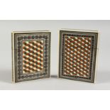 TWO MICROMOSAIC CALLING CARD CASES. 4ins x 3ins.