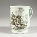 AN 18TH CENTURY LIVERPOOL CHAFFERS FACTORY BELL SHAPED MUG, printed after Sadler with L'Amour in