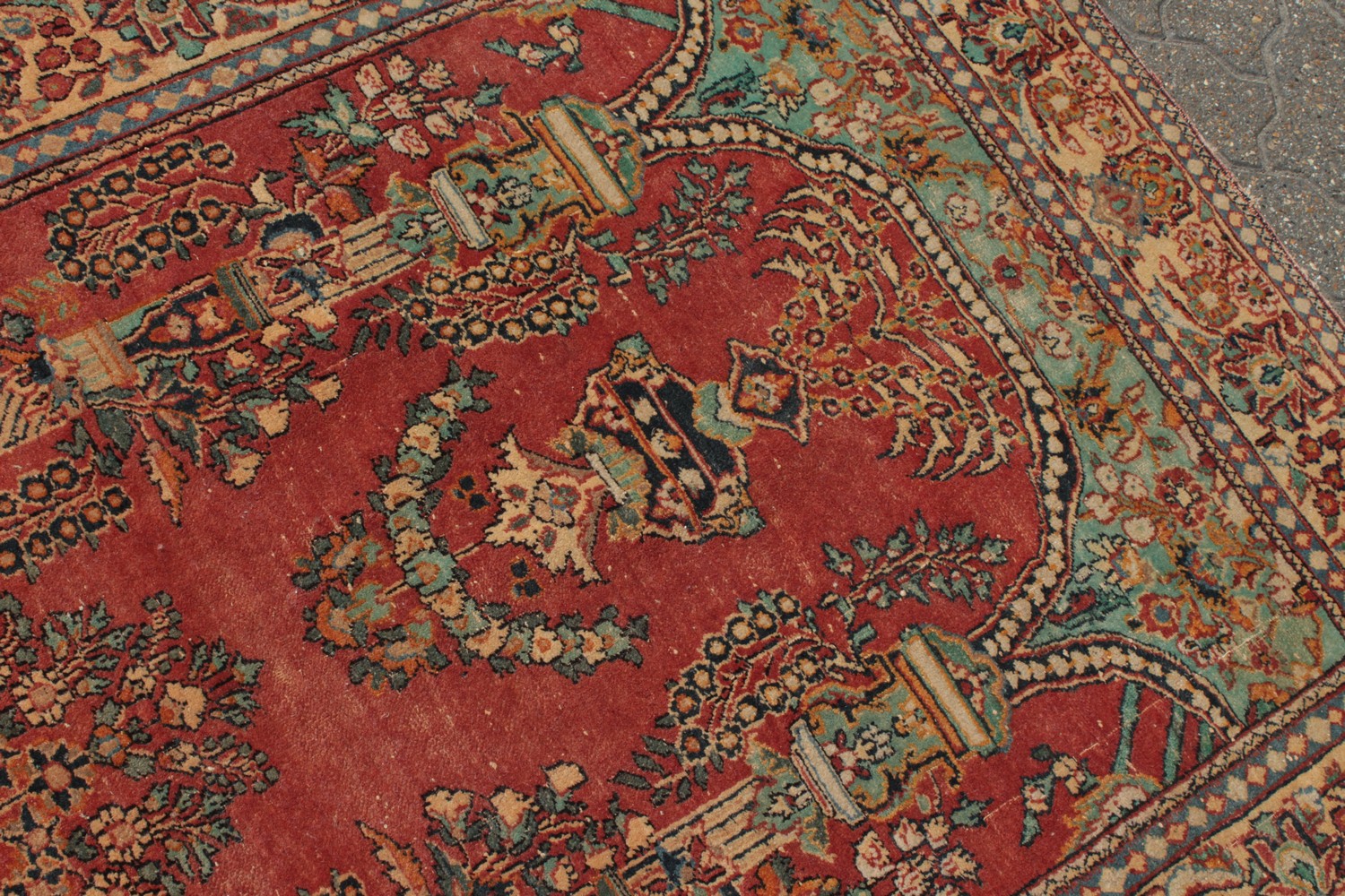 A PERSIAN KASHAN RUG with floral central motifs on a red ground with foliate border. 6ft 6ins x - Image 4 of 10