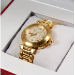 AN 18CT YELLOW GOLD CARTIER PASHA 35 YELLOW GOLD DIAMOND FACED WRISTWATCH No. 1035CC715855 in its