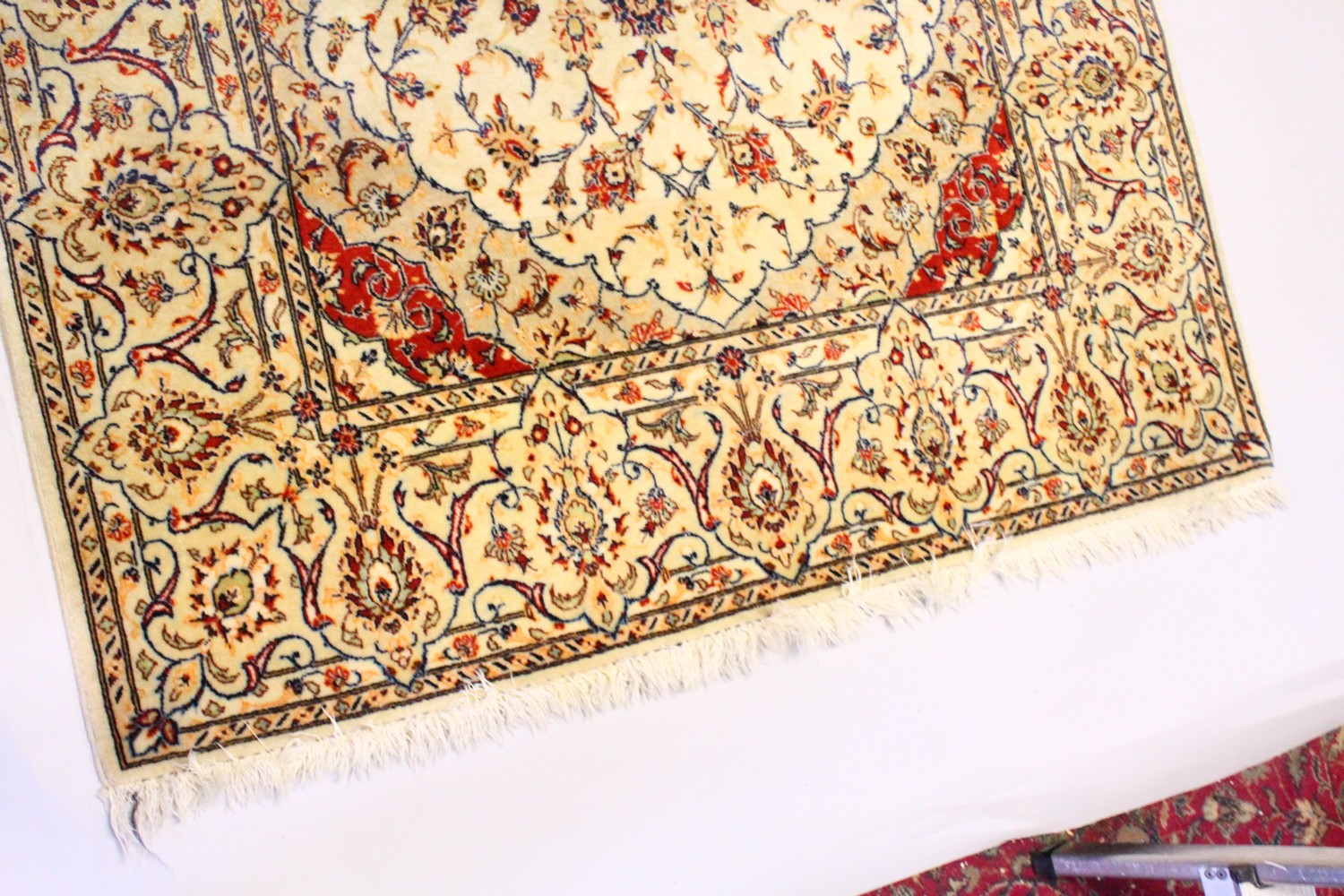 A PAIR OF PERSIAN TABRIZ CARPETS, beige ground with a central medallion and floral decoration ( - Image 20 of 28