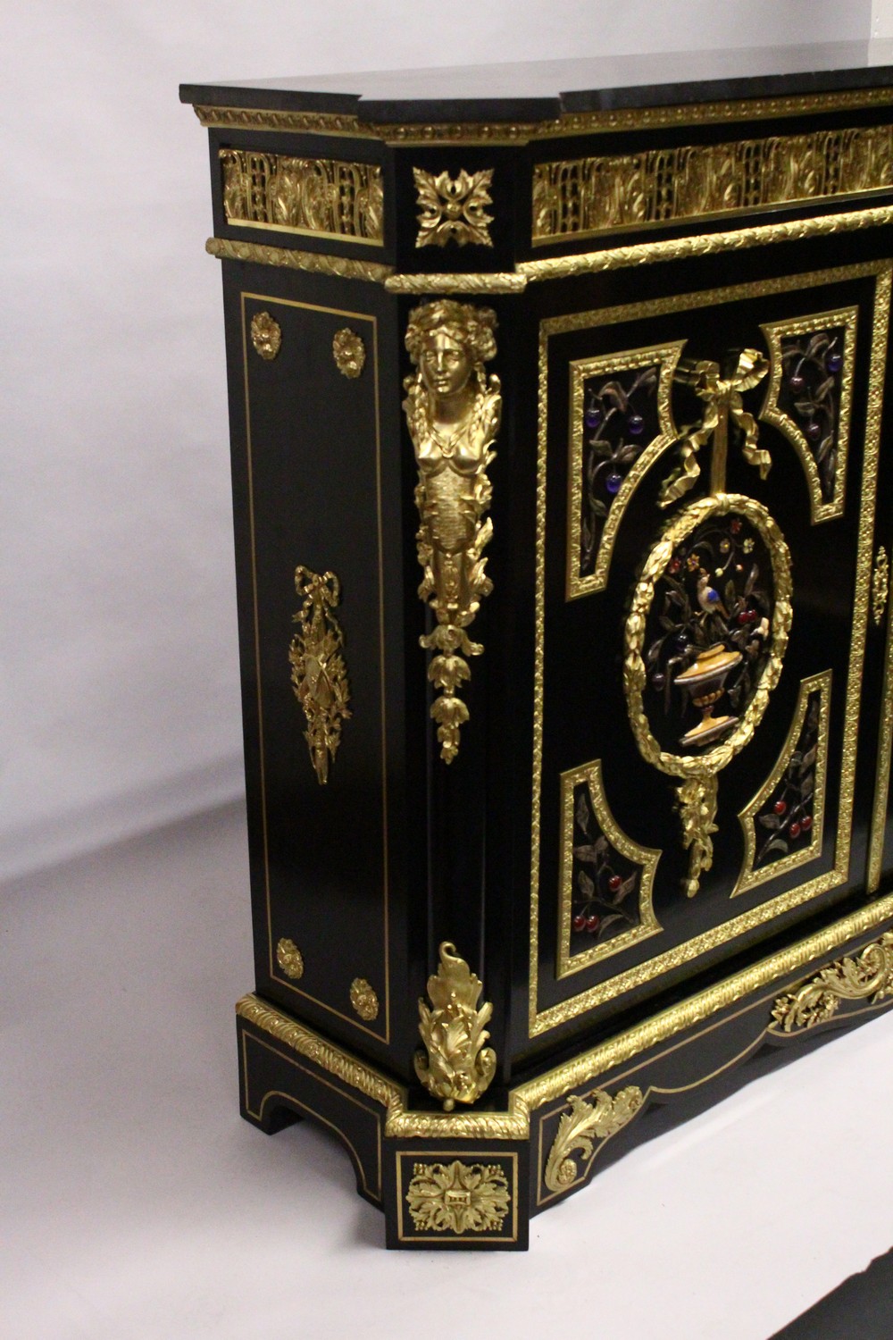 A SUPERB NAPOLEON III PIETRA DURA CABINET by BEFORT JEUNE, with black marble top stamped Befort - Image 7 of 85