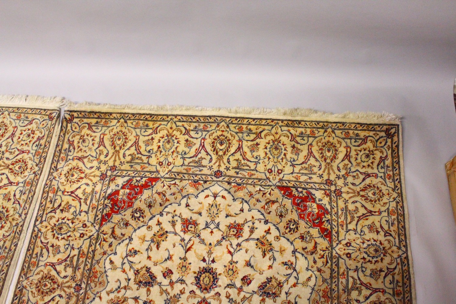 A PAIR OF PERSIAN TABRIZ CARPETS, beige ground with a central medallion and floral decoration ( - Image 2 of 28