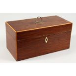 A 19TH CENTURY PARTRIDGE WOOD RECTANGULAR TEA CADDY. 12ins wide.