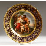 A SUPERB VIENNA PLATE, "Meleager und Atalanta". Beehive mark in blue. 9.5ins diameter.