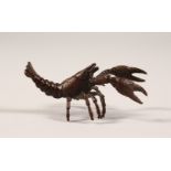 A MINIATURE JAPANESE BRONZE LOBSTER. 4ins long.