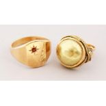 TWO GOLD RINGS, 9CT AND 18CT, 10gms.