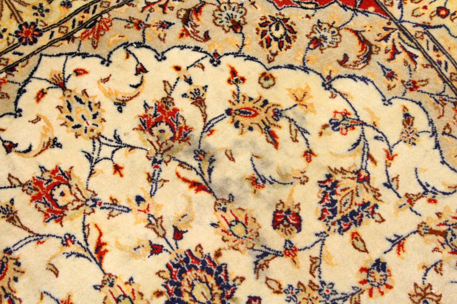 A PAIR OF PERSIAN TABRIZ CARPETS, beige ground with a central medallion and floral decoration ( - Image 11 of 28