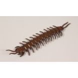 A BRONZE ARTICULATED MODEL OF A CENTIPEDE. 6ins long.