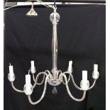A GOOD MODERN CLEAR GLASS CHANDELIER, with six curving branches. 75cms high x 80cms wide.