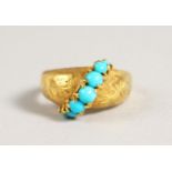 A VICTORIAN GOLD AND TURQUOISE RING.