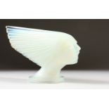 A SUPERB LALIQUE OPAQUE GLASS CAR MASCOT "VICTOIRE", also known as SPIRIT OF THE WIND. Etched