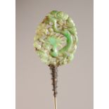 A JADE HAIR PIN. 7ins long.