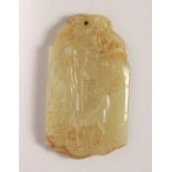 A CARVED JADE PENDANT. 2.75ins high.