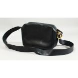 SALVATORE FERRAGAMO, A PATENT BLACK BAG.