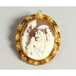 A GOOD VICTORIAN OVAL CAMEO BROOCH.