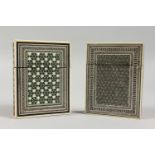 TWO MICROMOSAIC CALLING CARD CASES. 4ins x 3ins.