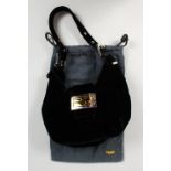 A FENDI BLACK VELVET EVENING BAG, in a Fendi bag.