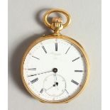 A GOOD 18CT GOLD BREGUET POCKET WATCH No. 5461, with white dial, black Roman numerals and seconds