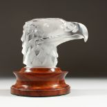 A GOOD LALIQUE GLASS "Tete d'Aigle" CAR MASCOT, with a plain glass eagle head. Etched Lalique R.,