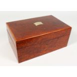 A GOOD BURR WOOD HUMIDOR. 13ins wide.