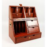 A LEATHER STATIONERY BOX, with fitted interior. 15ins wide.