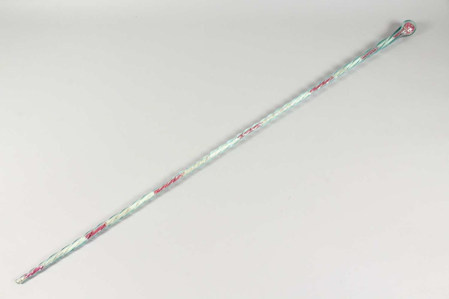 A LONG NAILSEA SPIRAL TWIST GLASS WALKING STICK, inside are thousands of tiny beads. - Image 8 of 8