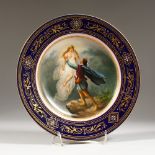 A SUPERB VIENNA PLATE, "Das Yrlicht". Beehive mark in blue. 9ins diameter.