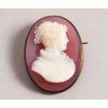 A HARDSTONE OVAL CAMEO.